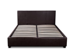 Bass Storage Bed Frame PU Dark Brown & K34 Mattress - Double