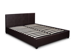 Bass Storage Bed Frame PU Dark Brown & K34 Mattress - Double