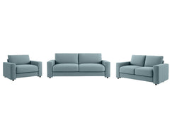 Chenille 3-Piece Sofa Set - Grey Blue
