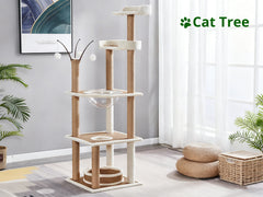 Cat Tree White & Beige - 164 cm