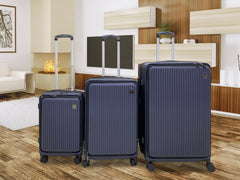 3-Piece Front Open Luggage Set – Blue