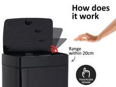 45L Square Sensor Bin - Black