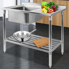 Cefito Stainless Steel Kitchen Sink Bench - 100x60 cm