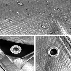 6x9m Tarp Camping Tarps Poly Tarpaulin Heavy Duty Cover 180gsm Silver