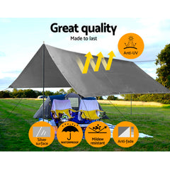 6x9m Tarp Camping Tarps Poly Tarpaulin Heavy Duty Cover 180gsm Silver