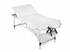 3-Fold Portable Aluminum Massage Table - White