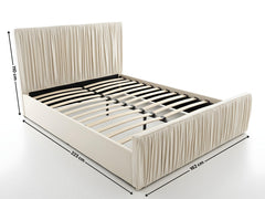 Blaine Velvet Bed Frame Beige & Boucle22 Mattress - Queen