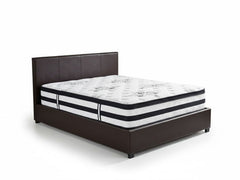 Bass Storage Bed Frame PU Dark Brown & K34 Mattress - Double