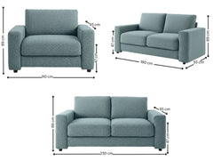Chenille 3-Piece Sofa Set - Grey Blue