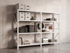 4-Layer Longspan Shelving Add-On Grey White – 1.5 M