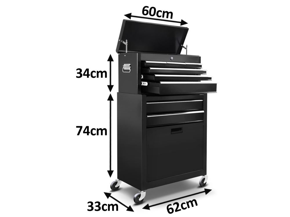 2-Drawer & 6-Drawer Tool Cabinet Combo - Black