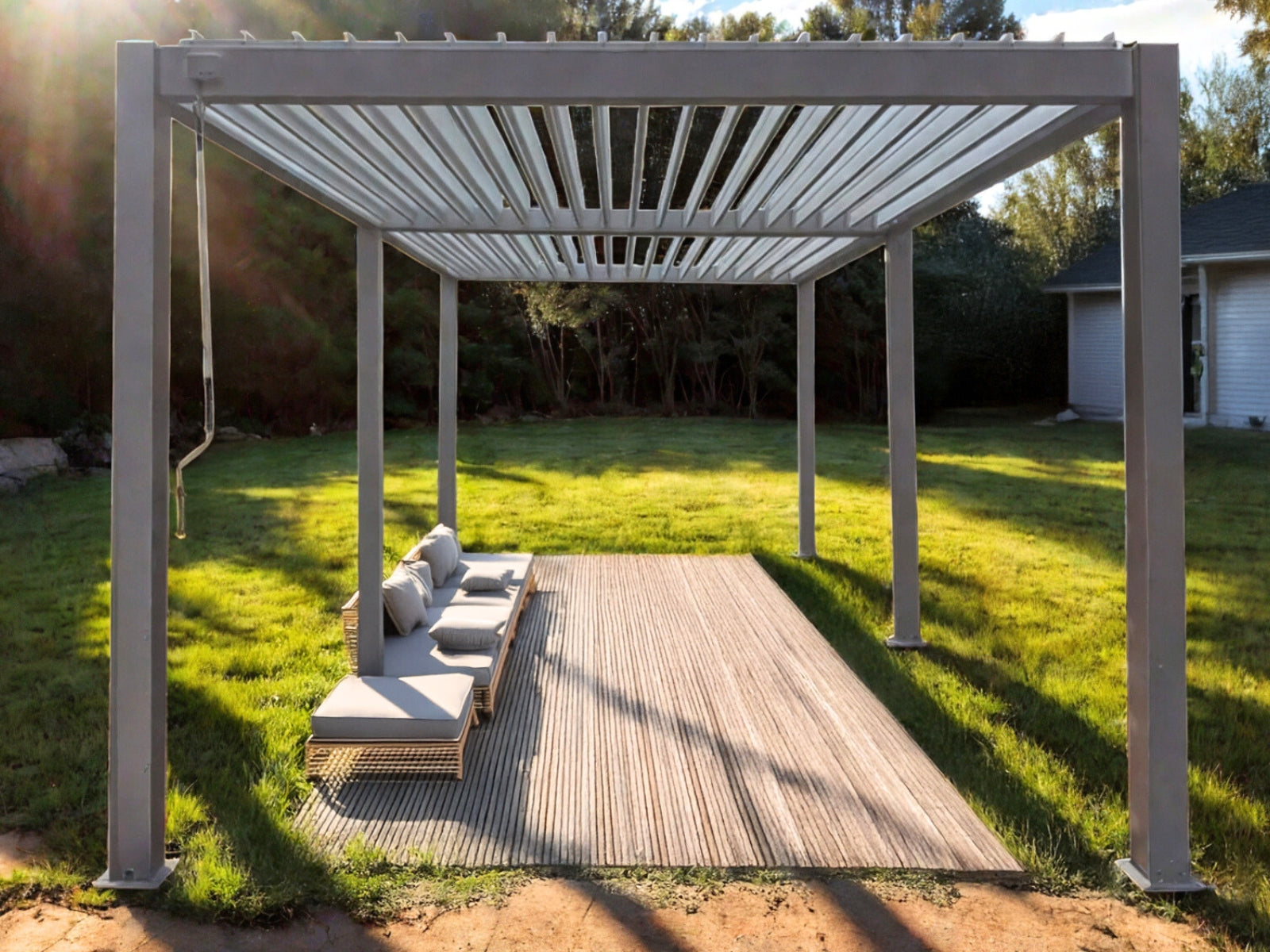 Aluminum Louvre Roof Pergola Grey - 3m x 6m
