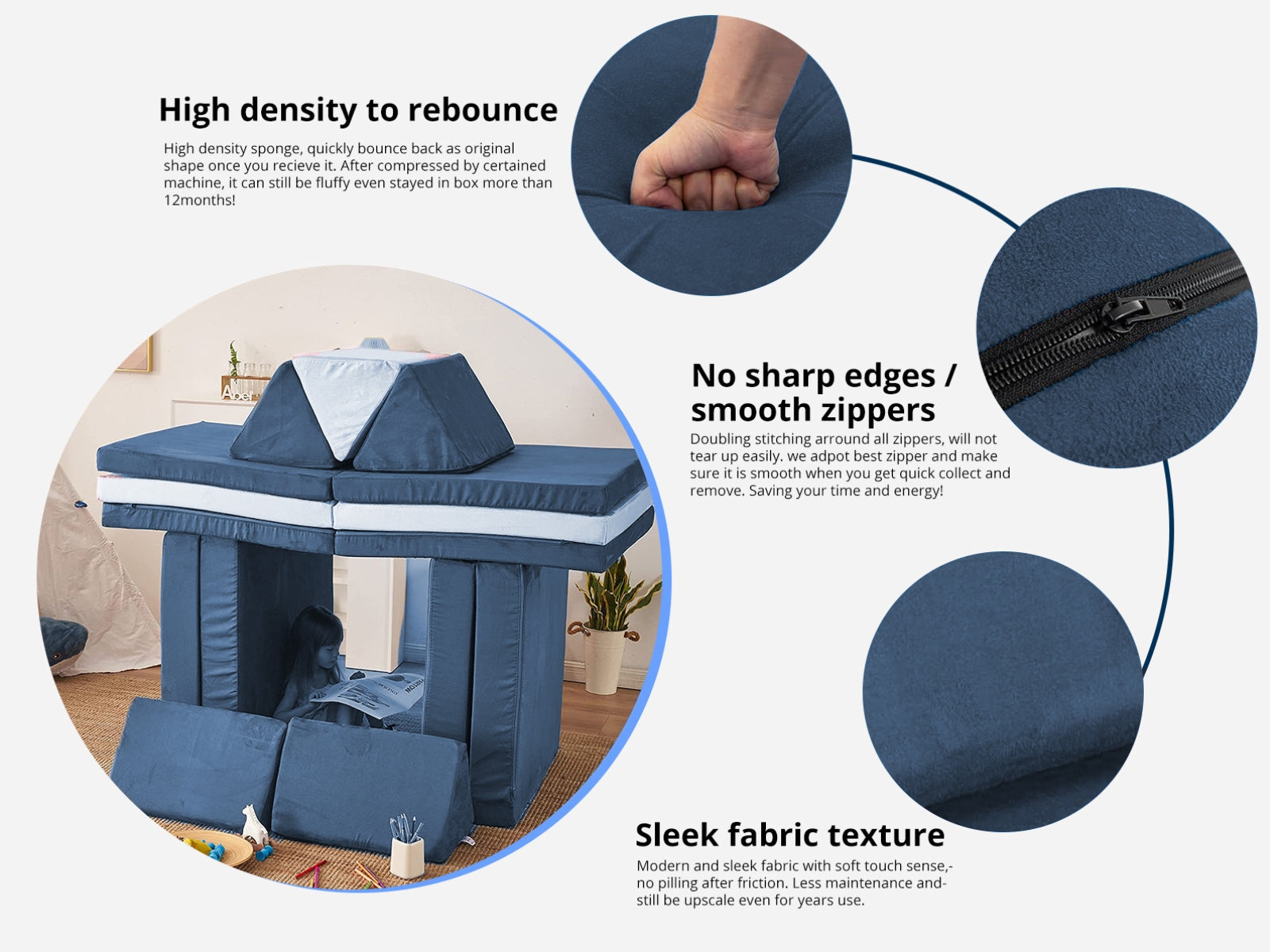 6-PC Modular Kids Play Couch Set - Grey