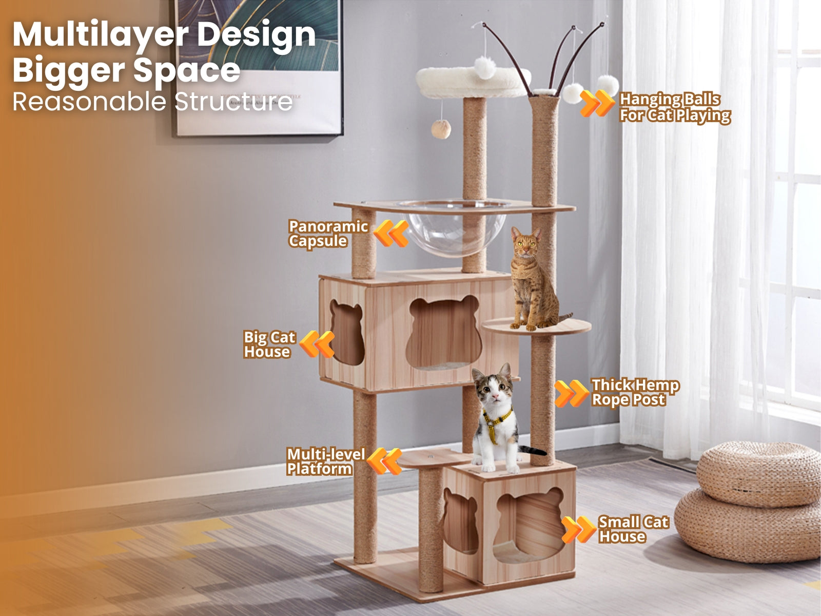 Cat Tree Wooden - 150 cm