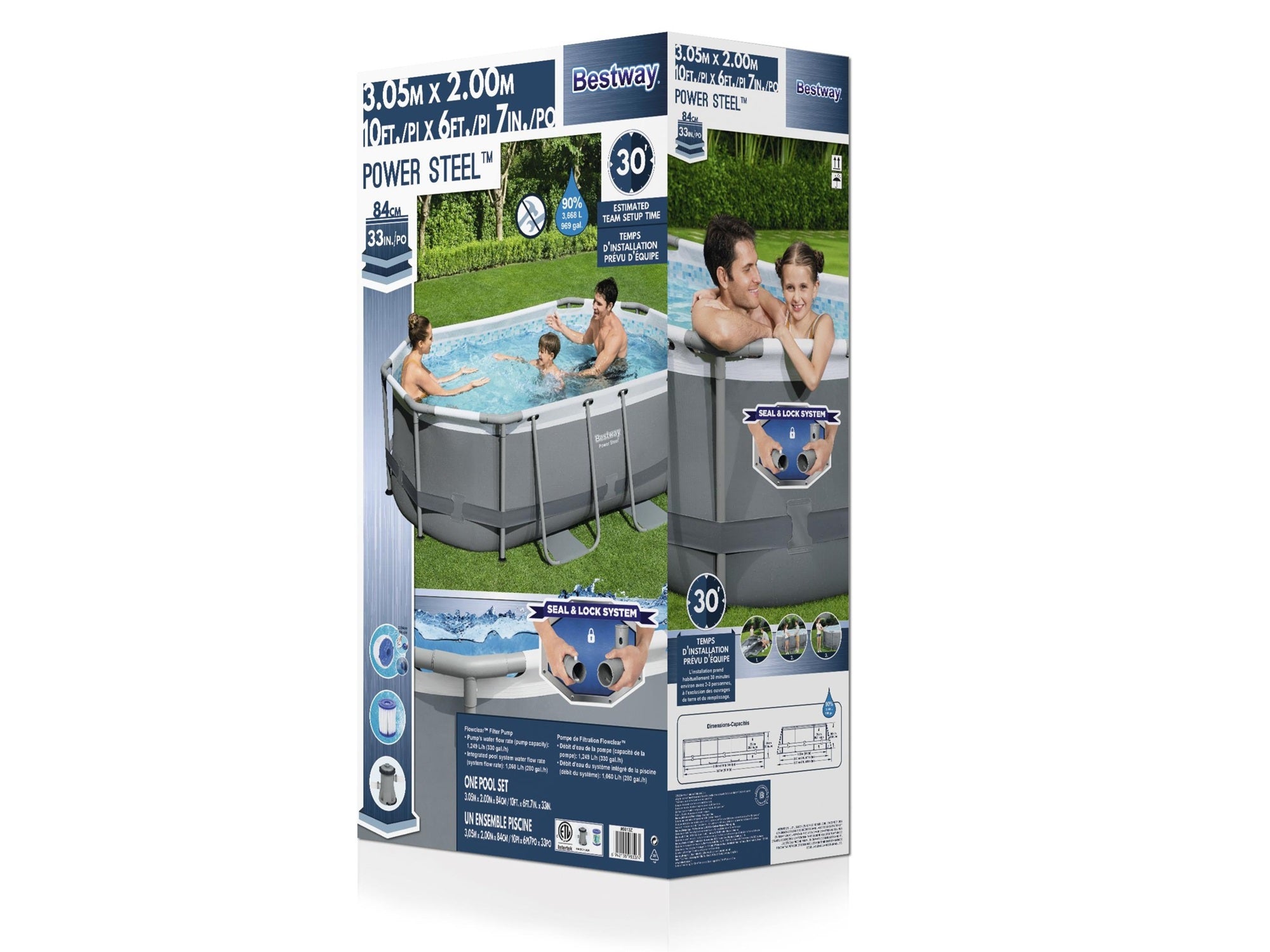BESTWAY 10FT POWER STEEL SWIMMING POOL 3.05x2m