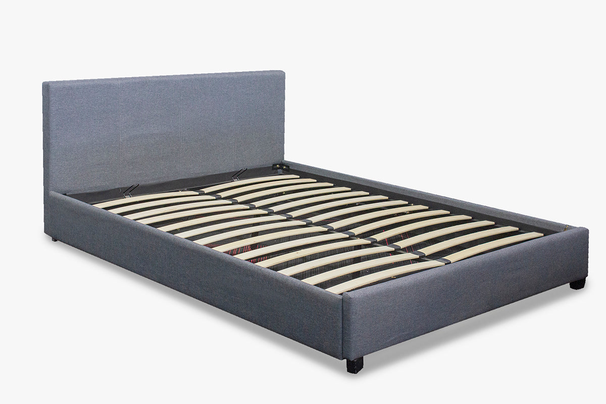 Bass Storage Bed Frame Grey & Euro Top Mattress J32 - Double