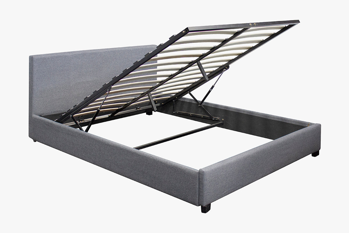 Bass Storage Bed Frame Grey & Euro Top Memory Foam Mattress GEL30 - Double