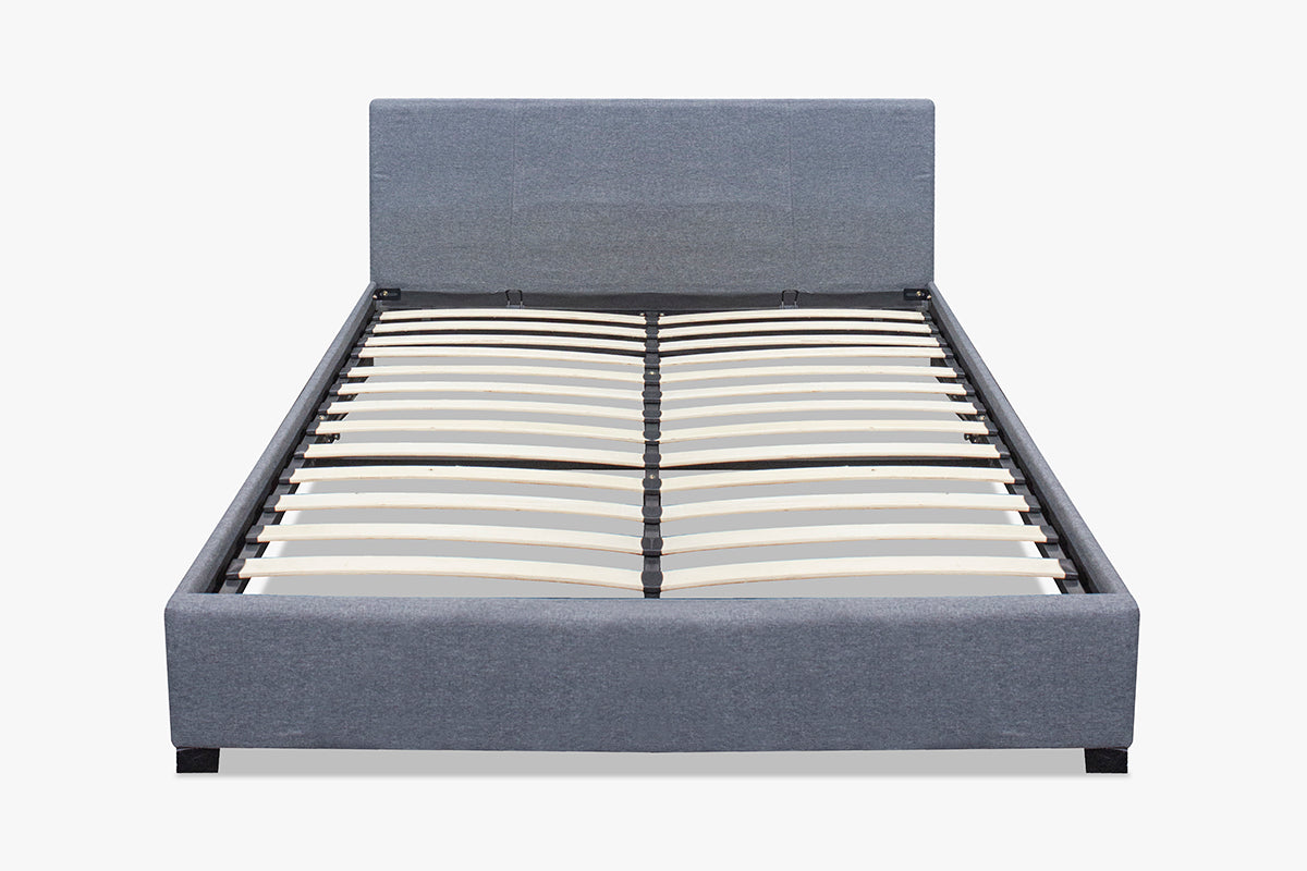 Bass Storage Bed Frame Grey & Euro Top Mattress J32 - Double