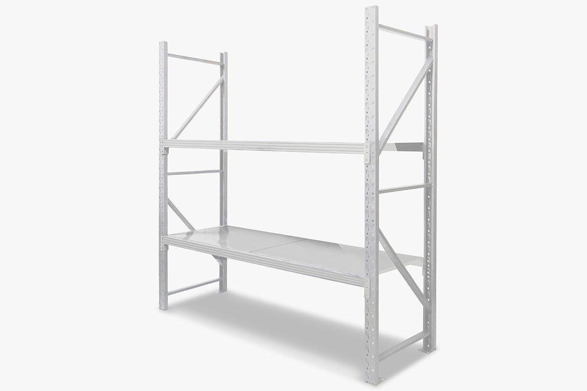 2-Layer Longspan Shelving Grey White - 1.5 M