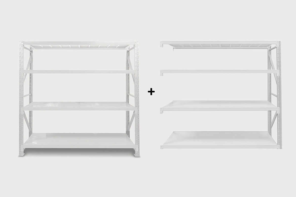 4-Layer Longspan Shelving Add-On Grey White – 1.5 M