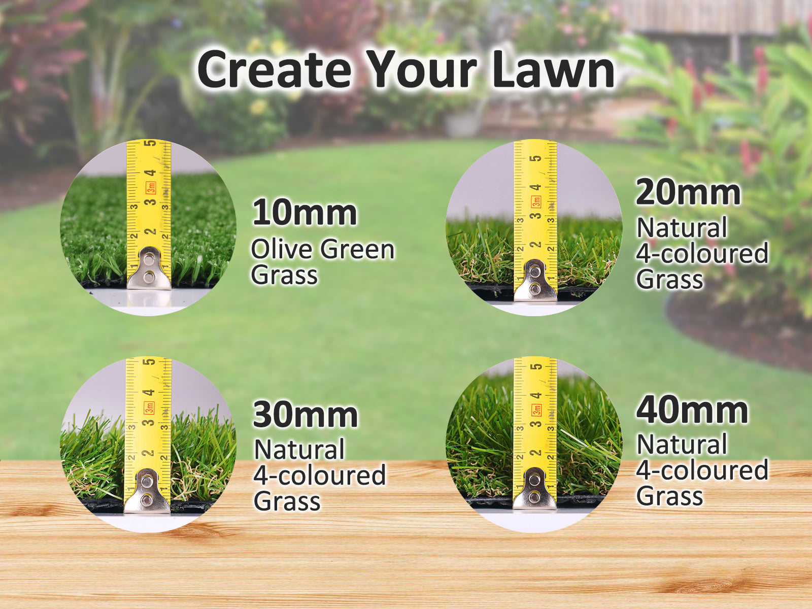 4-Colored 30 mm Artificial Grass - 1x10 m Roll