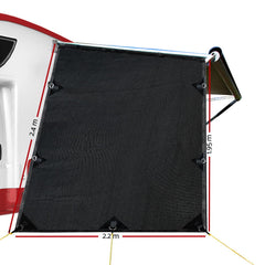 Black Caravan Privacy Screen 1.95 x 2.2M  Wall or Side Sun Shade Roll Out