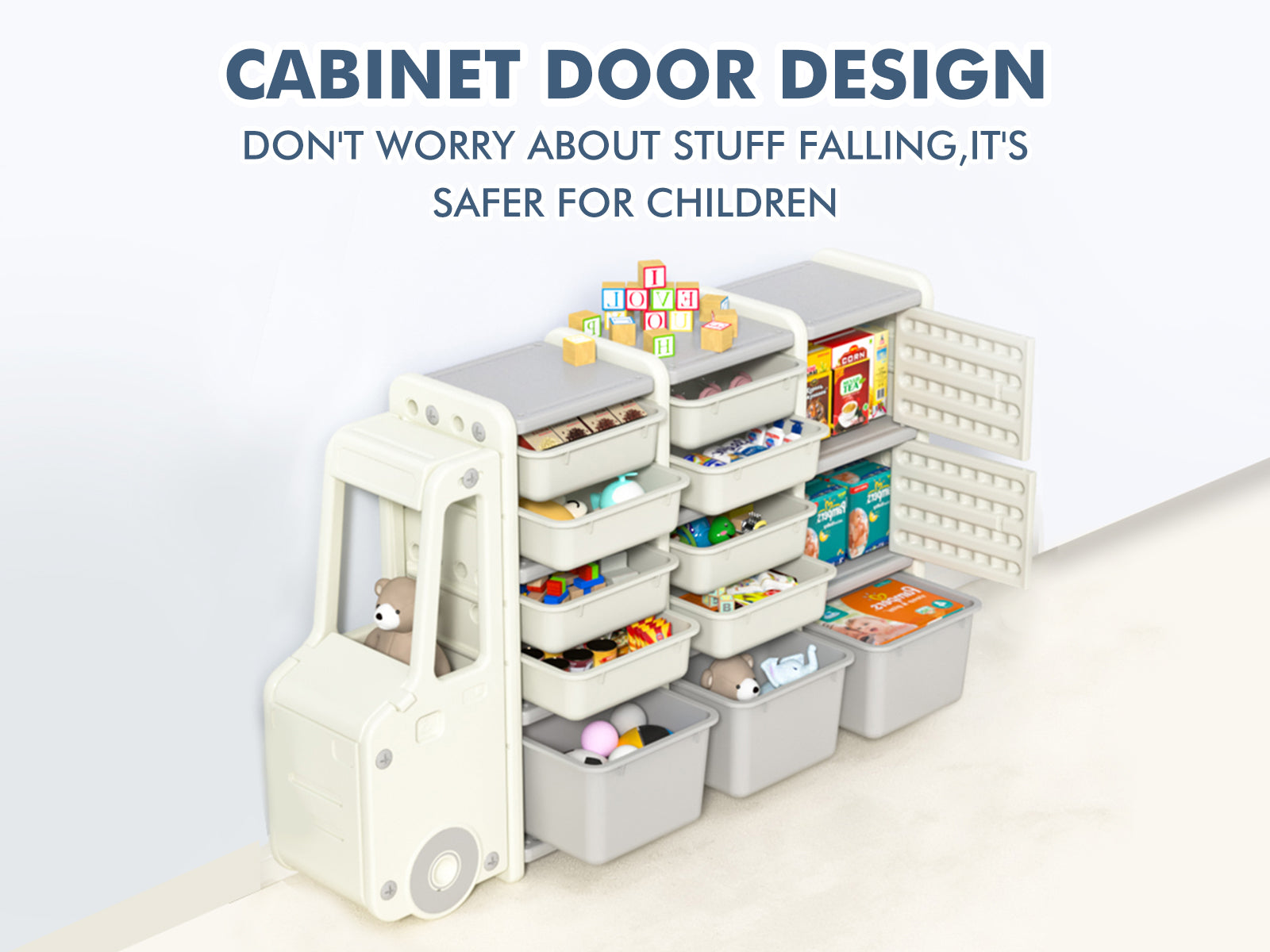 Car Shape Kids Toy Storage Shelf 2x2 - White
