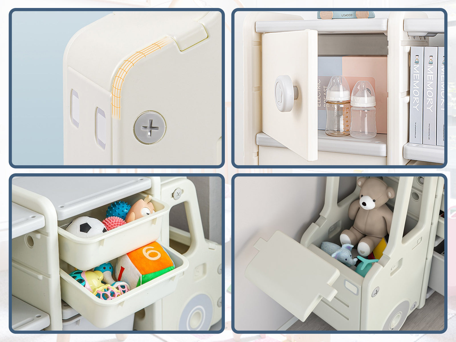 Car Shape Kids Toy Storage Shelf 2x3 - White