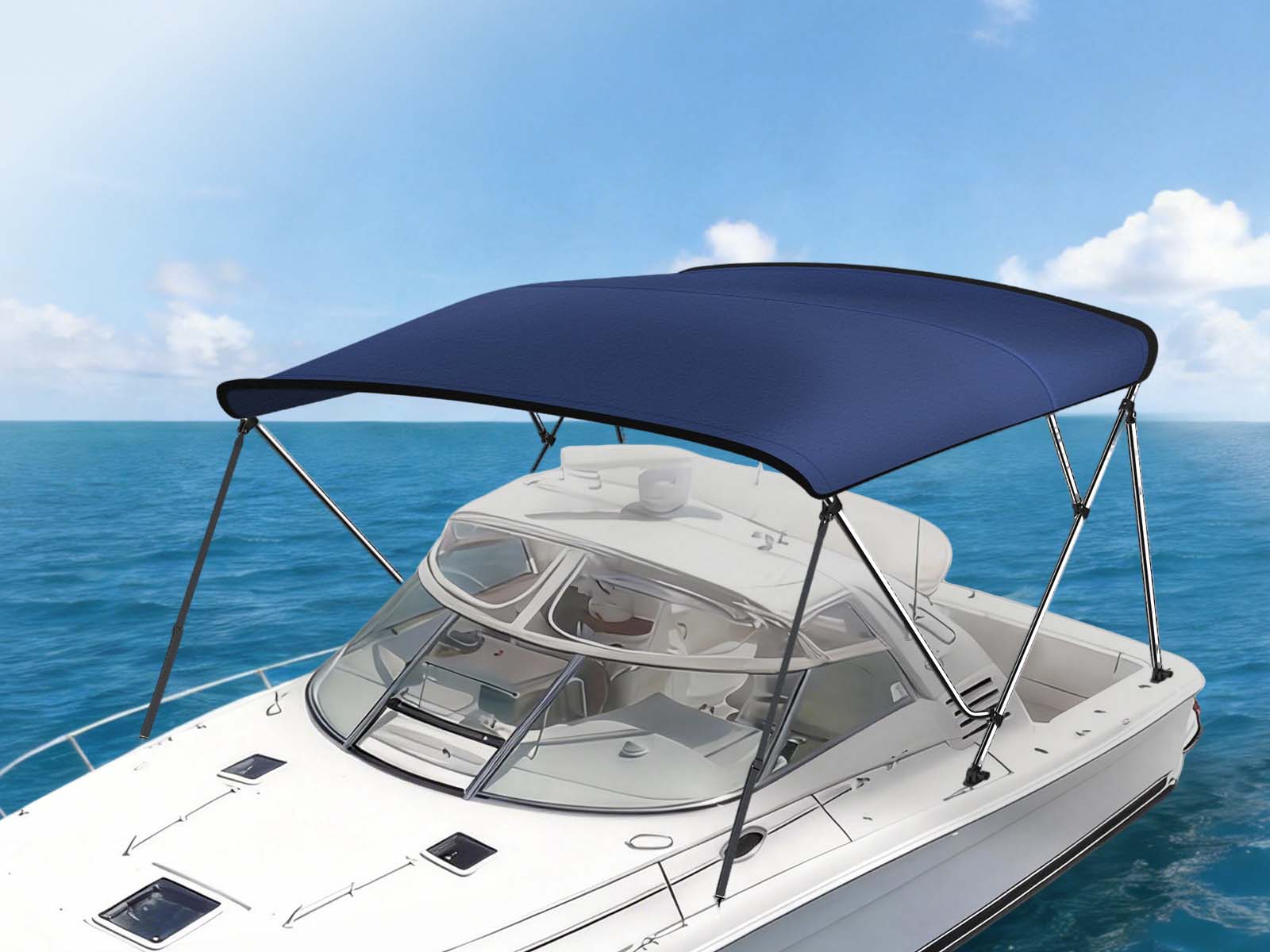 3 Bow Boat Bimini Top 1.7–1.9m – Navy