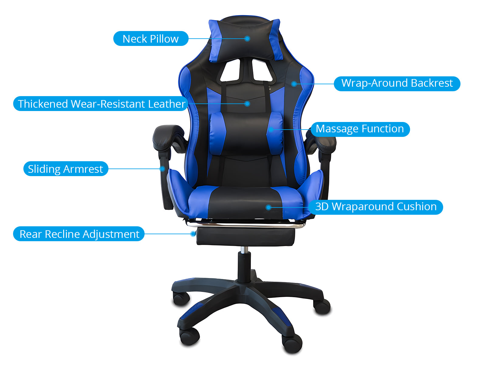 Chano Deluxe Gaming Chair - Blue
