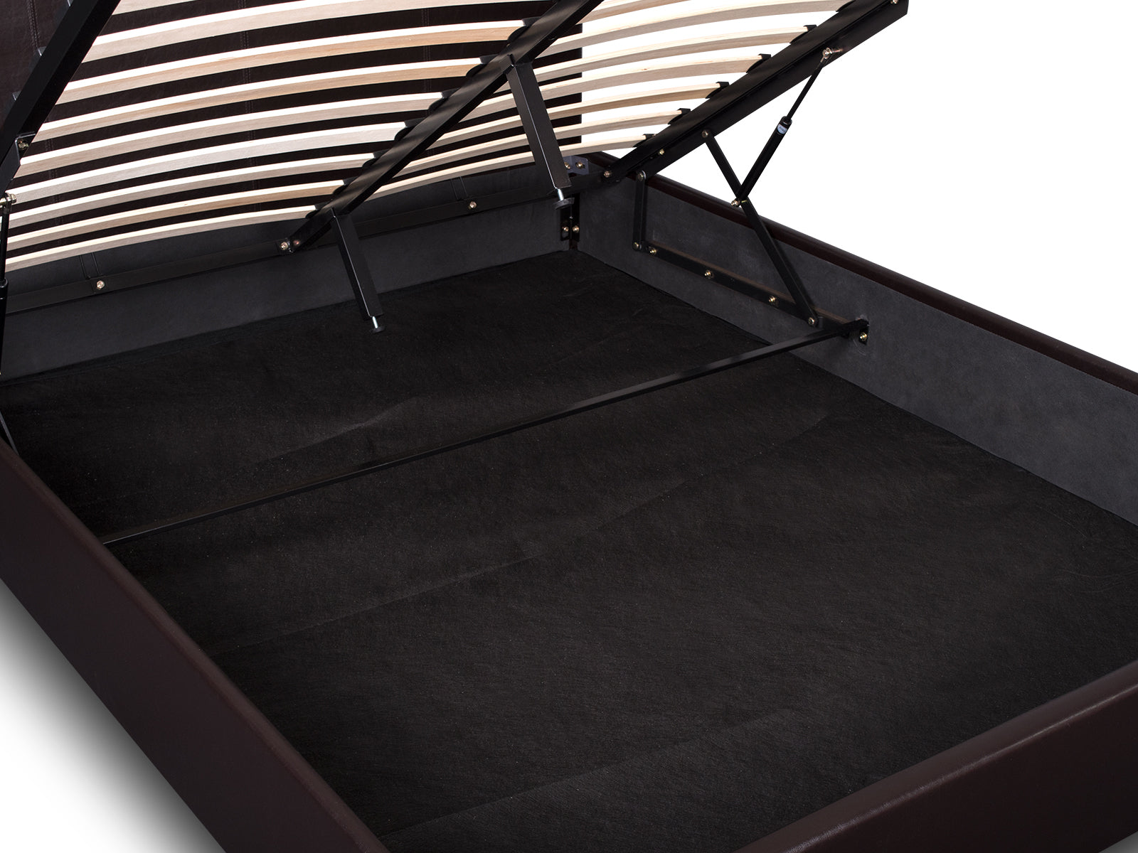 Bass Storage Bed Frame PU Dark Brown - Double