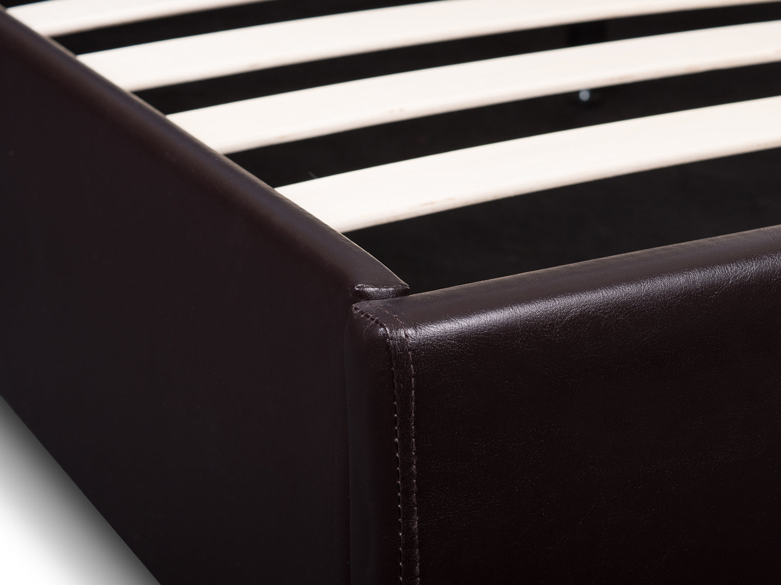 Bass Storage Bed Frame PU Dark Brown - Double