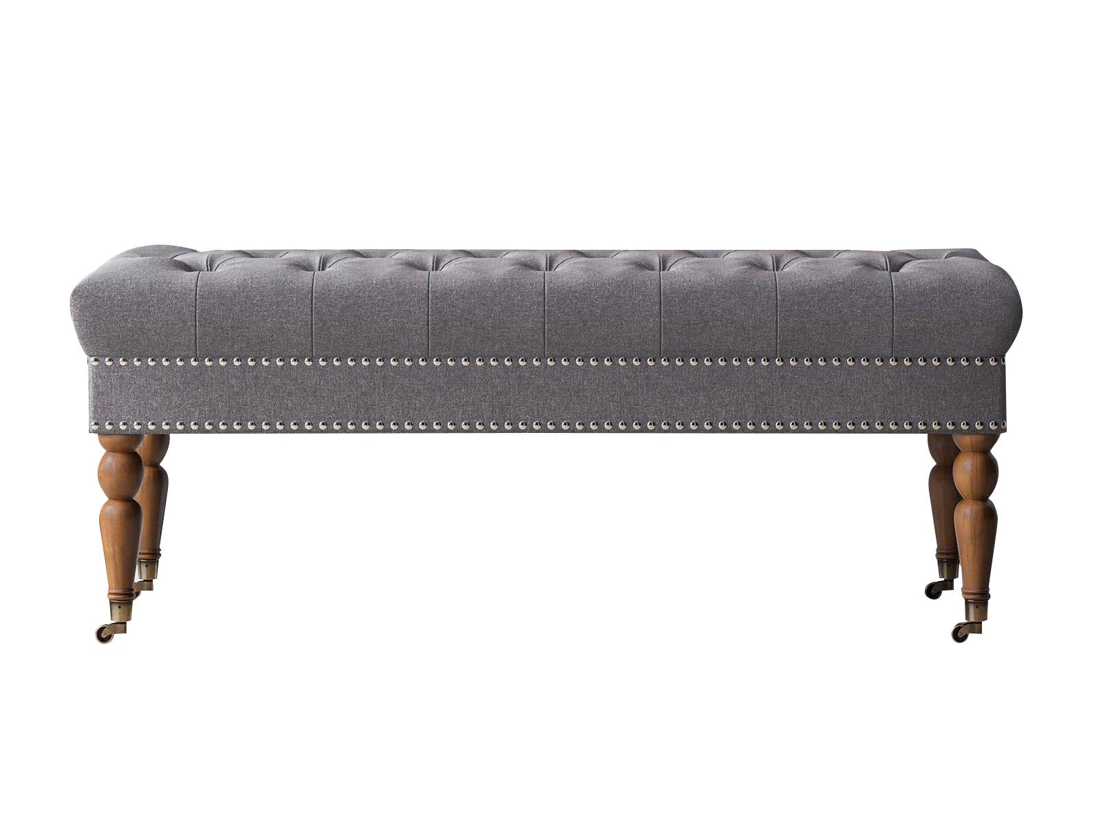 Bellay Linen Ottoman Bench - Light Grey
