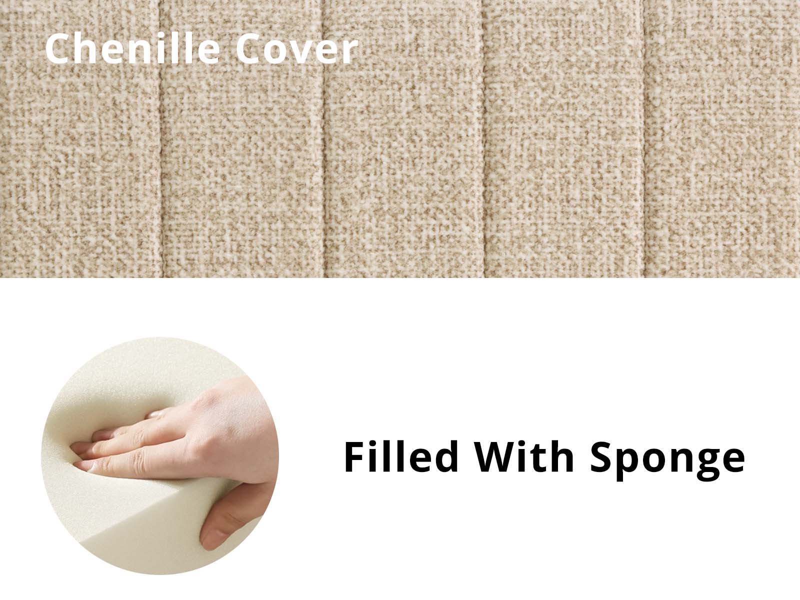 Coleford Headboard Chenille Beige - Double