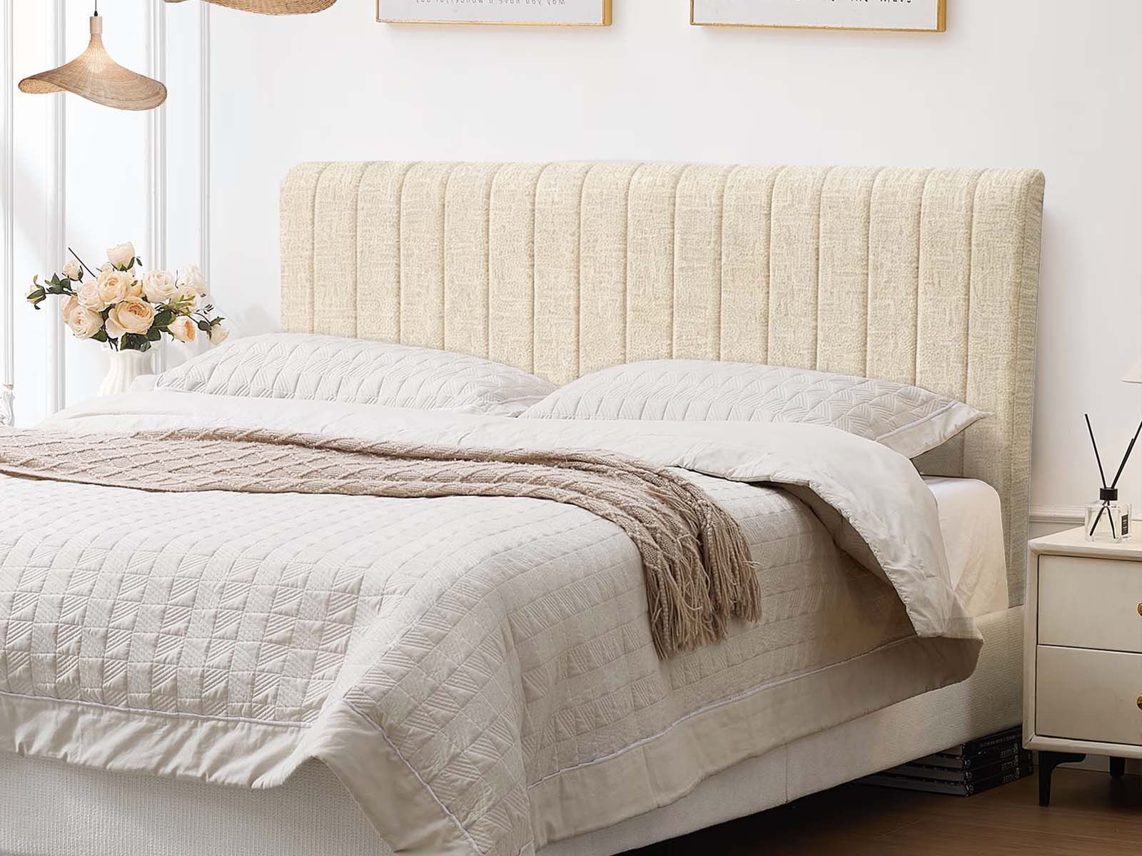 Coleford Headboard Chenille Beige - Queen