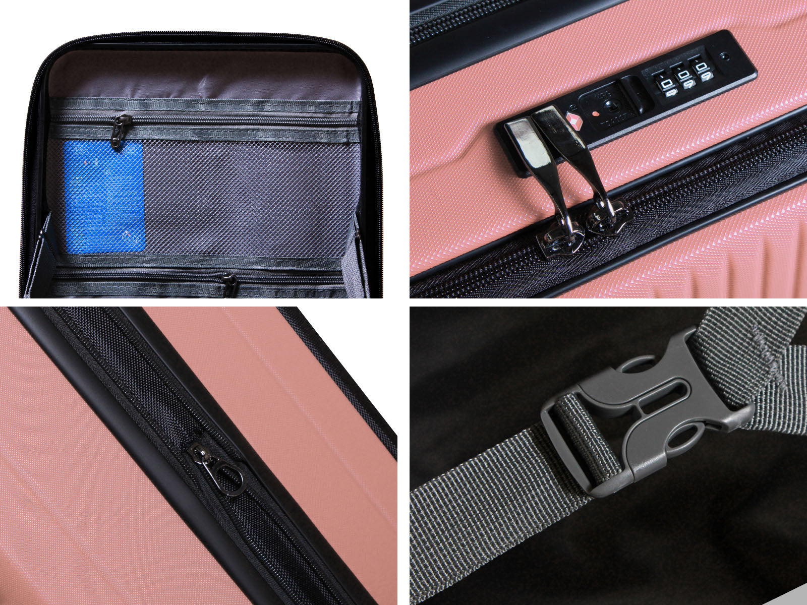 3-Piece Front Open Luggage Set – Rose Gold