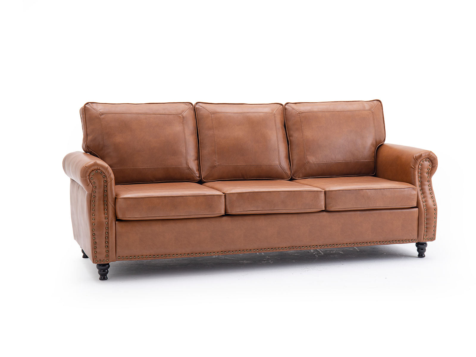 Cassandra 3-seater Sofa PU - Brown