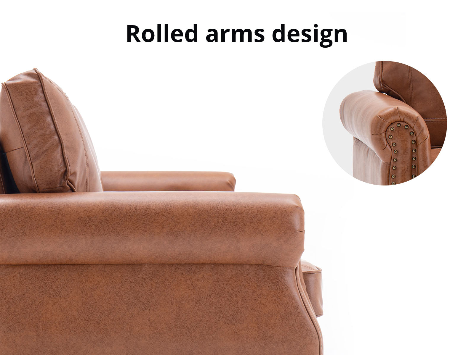 Cassandra 3-seater Sofa PU - Brown