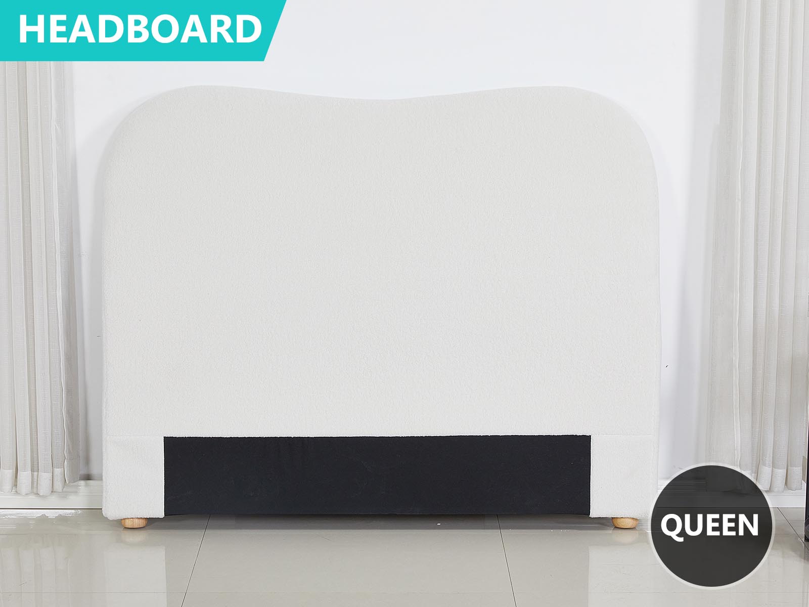 Alva Boucle Headboard White - Queen
