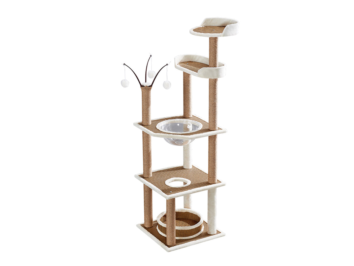 Cat Tree White & Beige - 164 cm