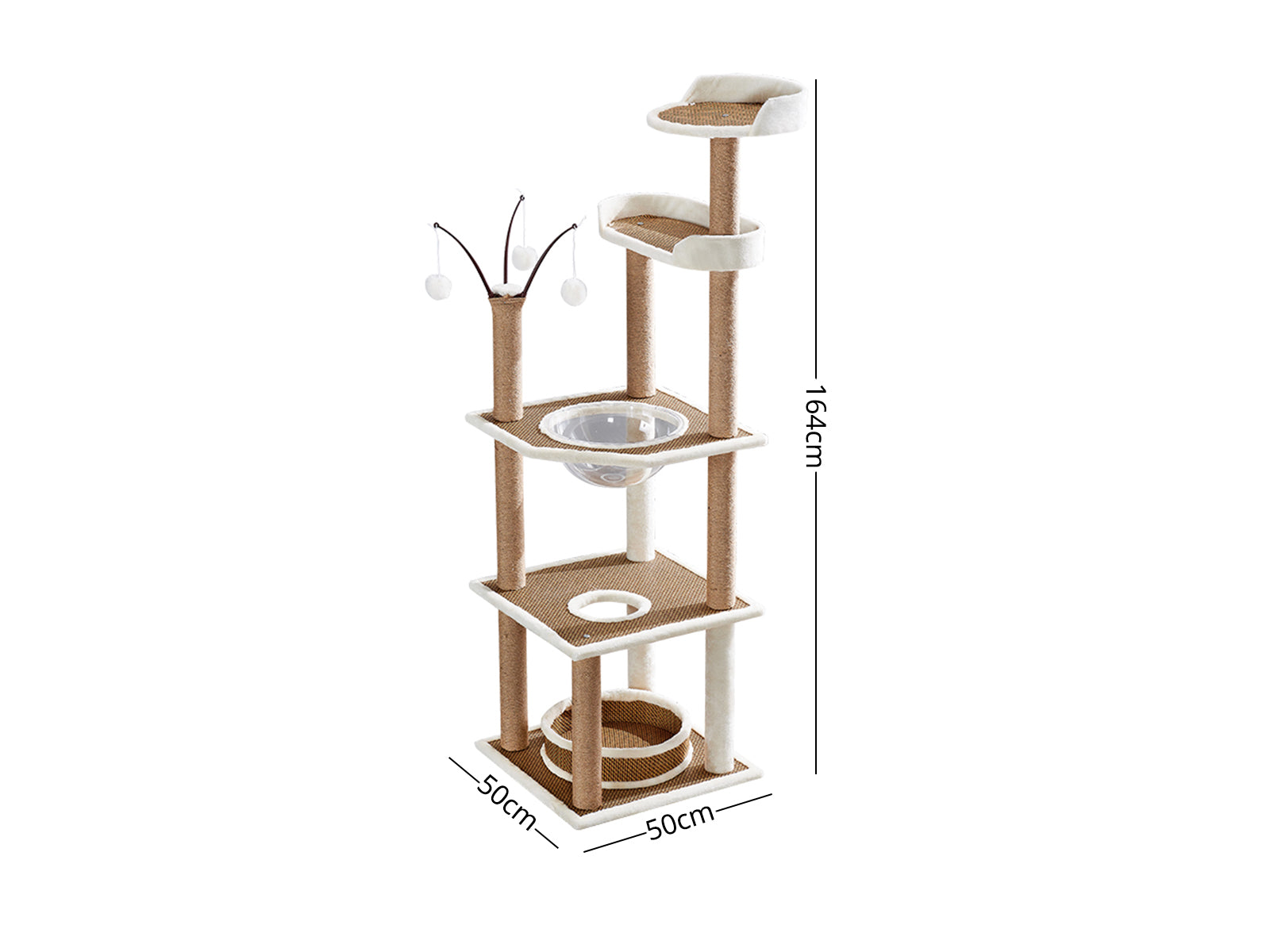 Cat Tree White & Beige - 164 cm
