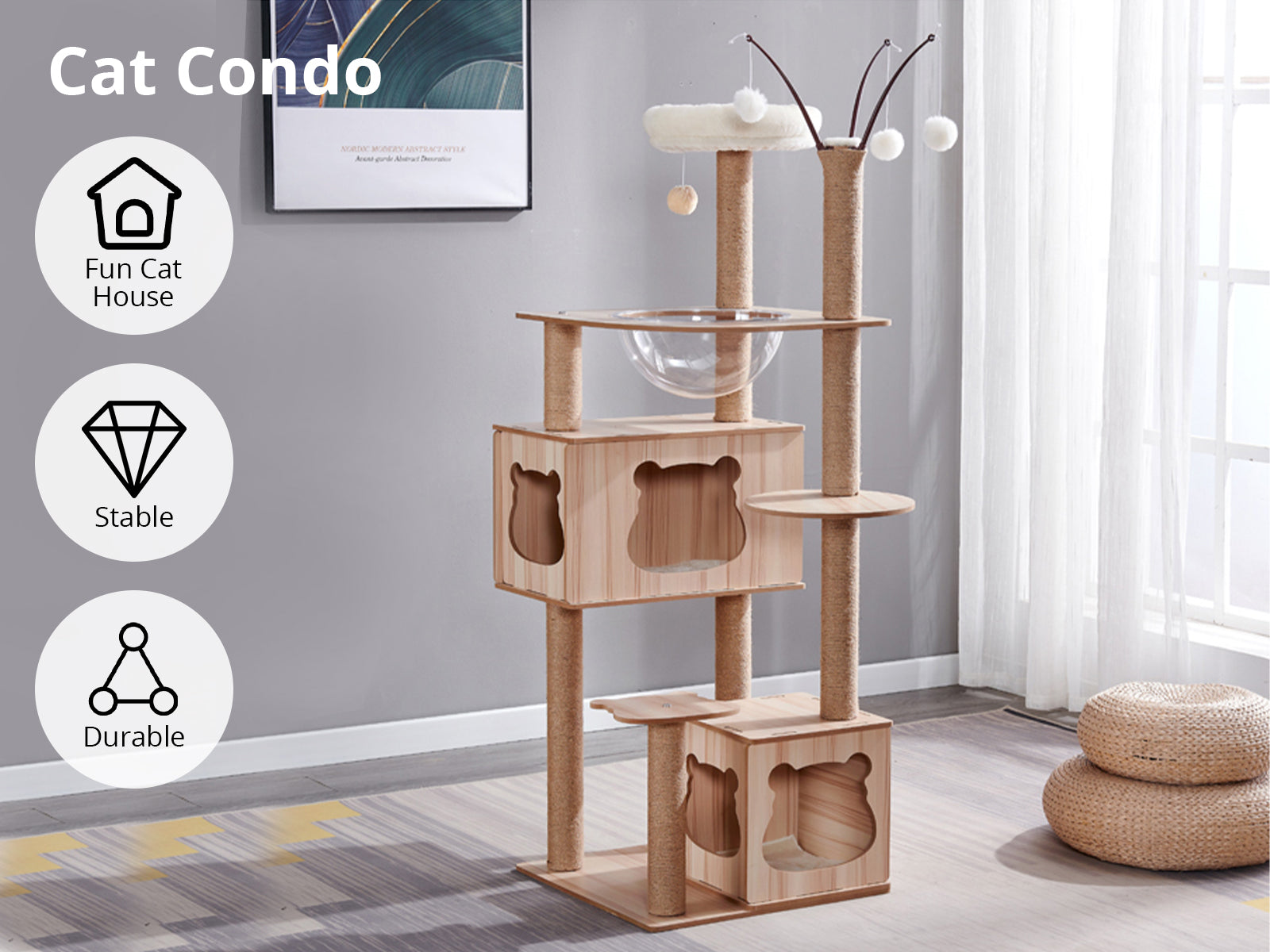 Cat Tree Wooden - 150 cm