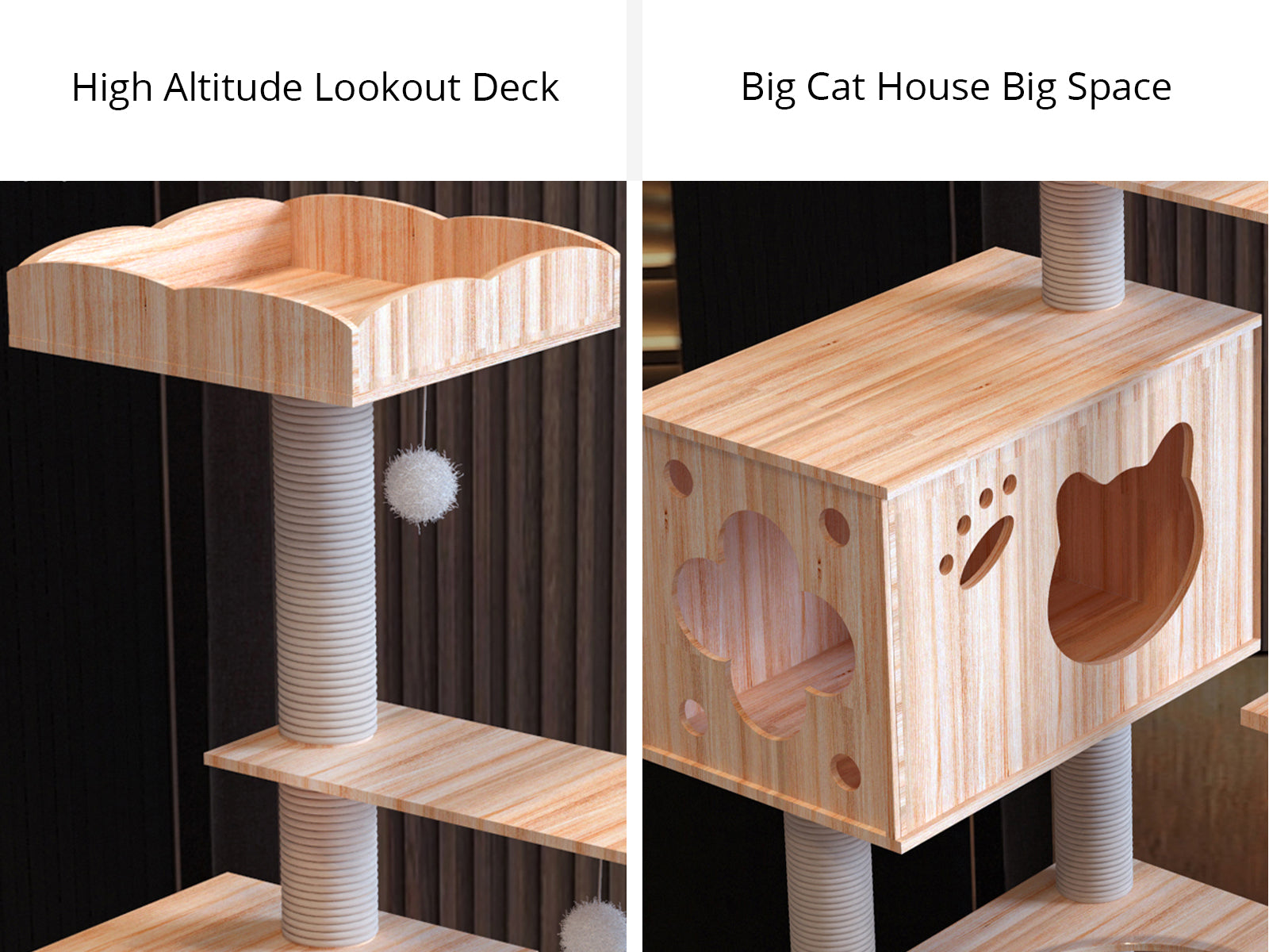 Cat Tree Wooden - 165 cm