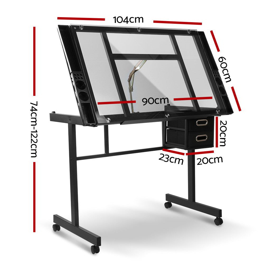 Artiss Drawing Desk Drafting Table - Black