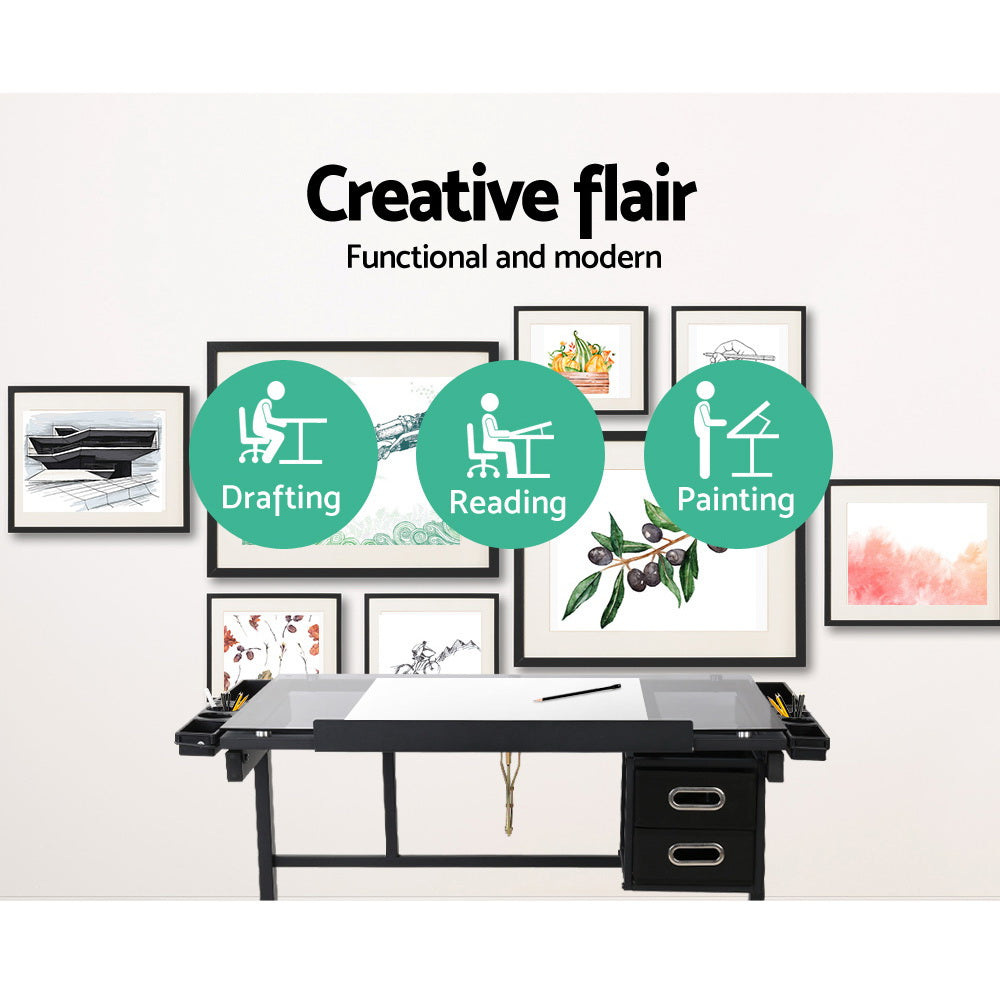 Artiss Drawing Desk Drafting Table - Black
