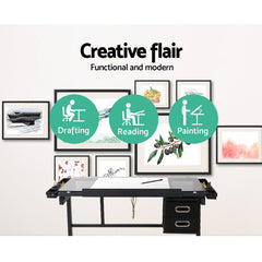 Artiss Drawing Desk Drafting Table - Black