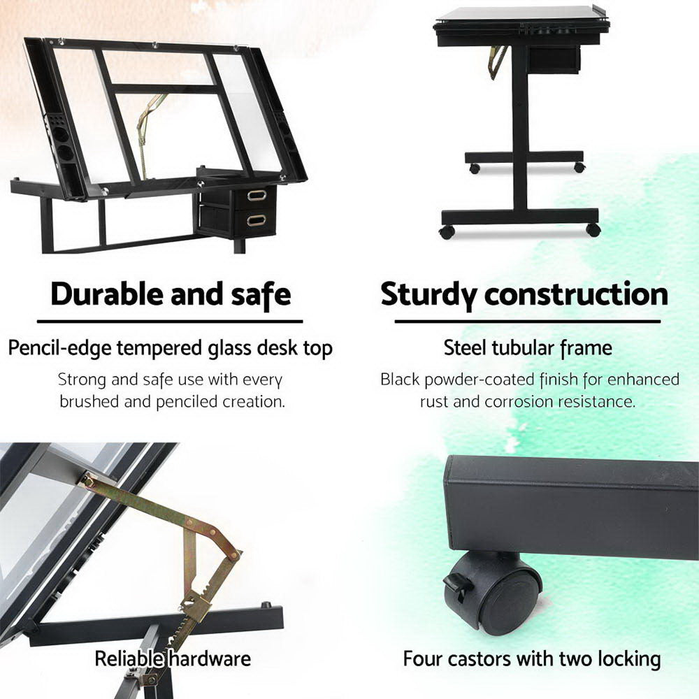 Artiss Drawing Desk Drafting Table - Black