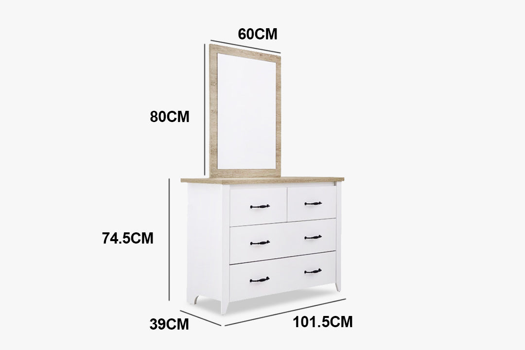 Adelle 4-Drawer Chest with Mirror