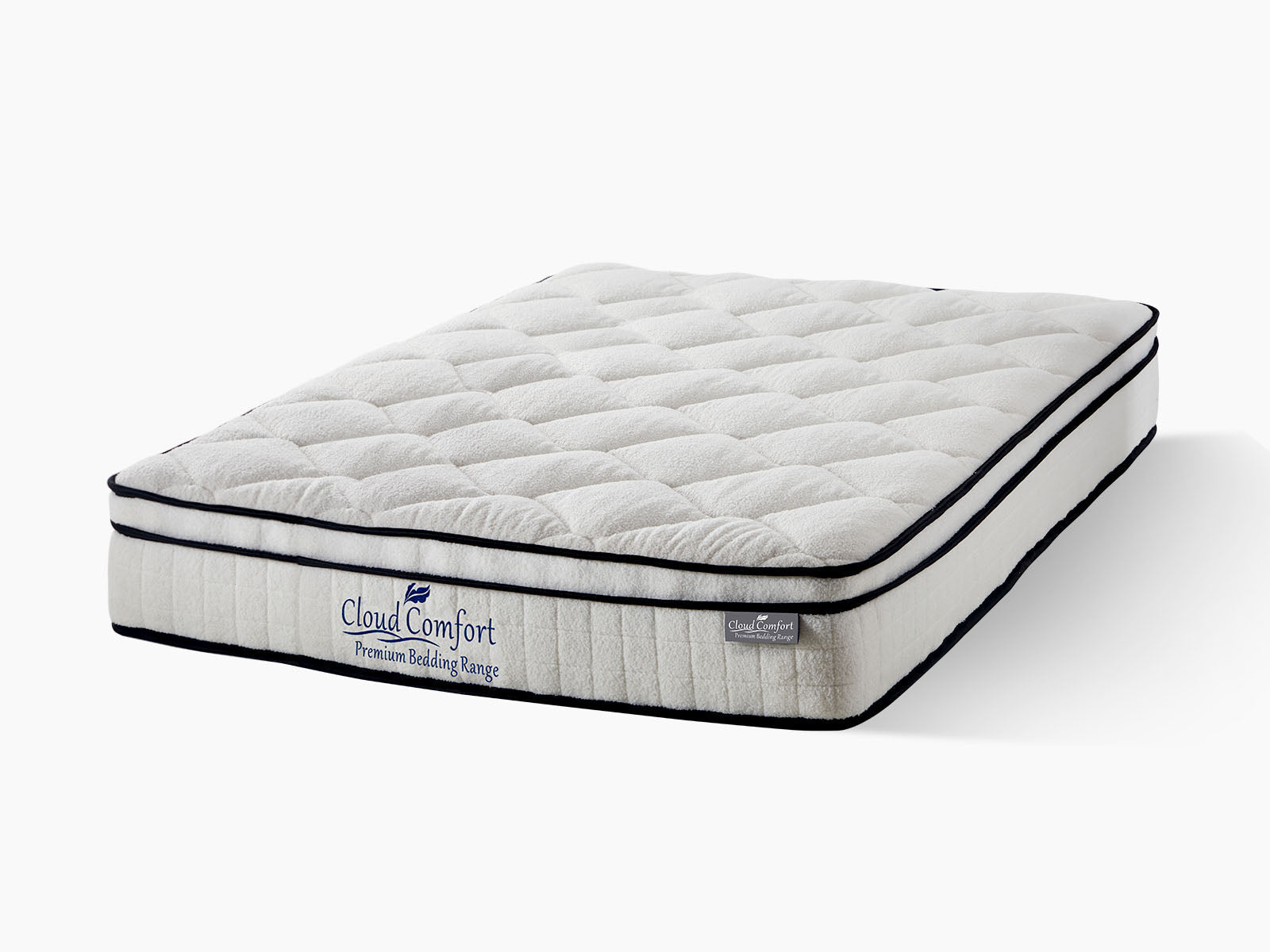 Blaine Velvet Bed Frame Beige & Boucle22 Mattress - Queen