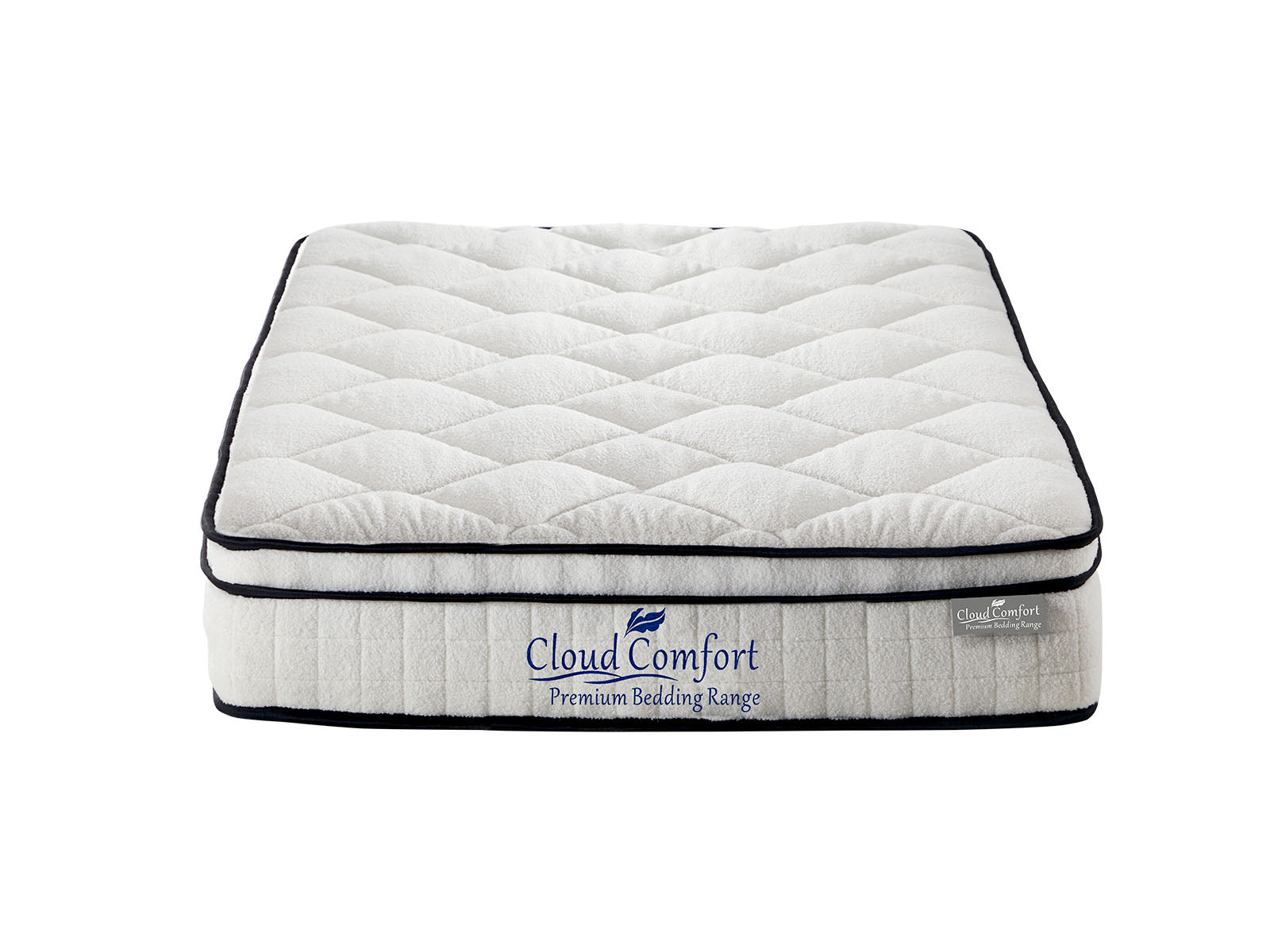 Blaine Velvet Bed Frame Beige & Boucle22 Mattress - Queen